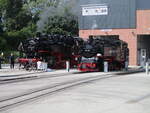 Rugensche Baderbahn/855711/86-1333-und-99-1783am-24juli 86 1333 und 99 1783,am 24.Juli 2024,in der neuen Einsatzstelle Putbus.