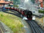 99 7247-2 fährt mit dem Zug zum Brocken aus Werningerode aus am 29.07.2019.