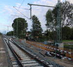 Blick auf die Baustelle am Haltepunkt Rostock-Holbeinplatz.11.08.2023