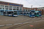 rostock/777460/am-morgen-des-11062022-waren-den Am Morgen des 11.06.2022 waren den 6N-1 Wagen 667 und 673 auf dem Betriebshof der Rostocker Straßenbahn AG abgestellt neben an wollte der neue Citaro Bus mit aufs Bild.