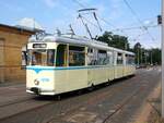 Stra�enbahn / Stadtbahn Leipzig; G4-65 Nr.1206 von VEB Gotha Baujahr 1967 vor dem Tram-Museum in Leipzig am 21.07.2019.