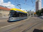 Straßenbahn / Stadtverkehr; Leipzig;      NGT 10 Nr.1019 Tramino von Solaris Baujahr 2018 am Hbf Leipzig am 21.07.2019.