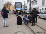 Straßenbahn/Stadtverkehr Ulm; Anlieferung des ersten Avenio M, Entladung bei der SWU in Ulm am 07.02.2018.