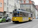 Straßenbahn / Stadtverkehr;  Ulm;  GroßraumwagenGRW 4 Nr.1 mit Beiwagen B2 Nr.65 in der Römerstraße in Ulm am 06.04.2019.