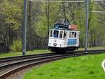 Straßenbahn / Stadtverkehr; Ulm;    T 2 Nr.13 von MAN Baujahr 1906 auf der Böfinger Steige in Ulm am 06.04.2019.