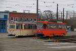 Lowa Wagen 46 und Tatra T6A2(551)waren am Nachmittag auf dem Betriebshof der Rostocker Straßenbahn AG abgestellt.18.12.016