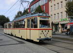 Lowa Wagen 46+156 am 12.09.2021 in der Haltestelle Rostock-Doberaner Platz