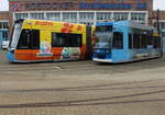 Am Morgen des 07.04.2024 waren 6N-2 Wagen 609 und 6N-1 Wagen 684 auf dem Betriebshof der Rostocker Straßenbahn AG abgestellt