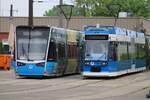 rostock/846496/6n-2-wagen-610-und-6n1 6N 2 Wagen 610 und 6N1 Wagen 678 waren am Nachmittag auf dem Betriebshof der Rostocker Straßenbahn abgestellt.04.05.2024