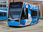 6N 2 Wagen 605 stand am Mittag des 24.05.2024 auf dem Gelände der Rostocker Straßenbahn AG.