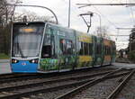 6 N-2 Wagen 610 als Linie 1 von Rostock Mecklenburger-Alle nach Rostock-Hafenallee kurz hinter der Haltestelle Kunsthalle.10.01.2025