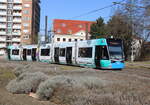 rostock/875791/6n-2-wagen-601-als-linie-1 6N-2 Wagen 601 als Linie 1 von Rostock-Mecklenburger Allee nach Rostock-Hafenallee am Neuen Markt in Rostock.07.03.2025