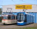 Gotha Wagen 1 und RSAG Wagen 808  Tina  am 14.05.2026 in Rostock-Marienehe