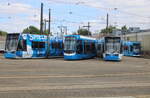 Die RSAG-Wagen 605,802,613 und 662 waren am Nachmittag auf dem Betriebshof der Rostocker Stra�enbahn AG abgestellt.24.07.2026