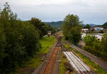 Herdorf 24.08.2023, blick von „Achenbachs Brücke“ auf den Bahnhofsbereich.