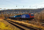 Die SBB Cargo Re 482 024-7 (91 85 4482 024-7 CH-SBBC) fährt am 20.02.2021 mit einem KLV-Zug durch Siegen (Kaan-Marienborn) in Richtung Norden bzw.