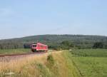 612 063 als umgeleiteten Franken-Sachsen-Express IRE 3082 Dresden - Nrnberg bei Oberteich.