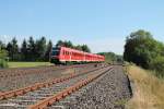 612 980-3 + 612 153-7 als umgeleiteter Franken-Sachsen-Express IRE 3086 Dresden - Nrnberg bei Schnfeld.