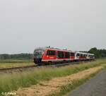 642 228 überführt die beiden Cityjets der ÖBB 642 083 und 642 084 nach Chemnitz, hier bei Oberteich. 20.06.21