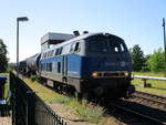 In Sternberg stand,am 07.Juni 2020,die EGP 225 802 mit einem Kesselzug.
