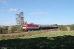 223 031 zieht ein leeren Kesselzug aus Cheb nach Regensburg beim Röslau Viadukt bei Seußen.