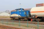evb Logistik 410 51 ist am 07.03.2014 im Bahnhof Bremervörde damit beschäftigt, einen Güterzug zusammen zu stellen.