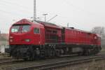 HVLE V330.5(250 008-0)stand am Morgen des 06.12.2014 zur großen Überraschung des Fotografen im Bahnhof Rostock-Bramow abgestellt.