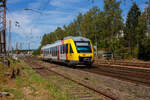 Der VT 260 (95 80 0648 160-9 D-HEB / 95 80 0648 660-8 D-HEB), ein Alstom Coradia LINT 41 der HLB (Hessische Landesbahn), hat am 07 September 2024, als RB 93 Rothaarbahn (Bad Berleburg - Kreuztal -