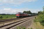 232 238 + 673 ziehen ein Kesselzug Bitterfeld - Sand bei Schönfeld.