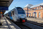 Der vierteilige Elektrotriebzug vom Typ Siemens Desiro MainLine (Desiro ML „CityJet“) 4746 803 / 4746 303 „Hansestadt  Strahlsund“ (A-ODEG 94 81 4746 303-8 / A-ODEG 94 81 4746