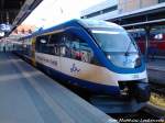 OLA VT 0003 mit ziel Neustrelitz Hbf im Bahnhof Stralsund Hbf am 4.5.13