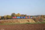 204 237-2 und 204 010-6 ziehen zwischen Pechbrunn und Großschlattengrün den Wiesau Containerzug nach Hof.