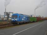 PRESS Eisenbahn-Bau- und Betriebsgesellschaft Pressnitztalbahn mbH/142015/253-014-in-wismarer-hafen-am 253 014 in Wismarer Hafen am 3.4.11