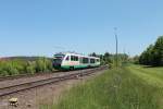 VT10 fährt als OPB74290 Regensburg - Marktredwitz in Pechbrunn ein.