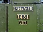 Beschilderung der B-Dampflok der K.Sächs.Sts.EB  Hegel  Nr.1431 Typ VII T im Bw Dresden Altstadt ausgestellt beim 7.Dampfloktreffen in Dresden am 17.04.2015.
