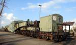 Tragschnabelwagen 84 80 D AMPR 996 0 003-5 von Ampiron mit Siemens-Transformator f�r Max.-Dauerleistung von 333,33 MVA ist gerade in V�hringen eingetroffen, am 08.03.2016.