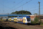 ME 146-18 verlässt den Tostedter Bahnhof in Richtung Hamburg. Datum: 14.09.2020