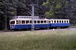 Bay Zugspitzbahn Fahrzeug Nr.4 1zz1-1zz1 mit Beiwagen Baujahr 1954 bis 1958 MAN AEG und SLM ausgemustert in Grainau am 02.07.1983.