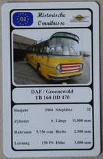 (272'620) - Quartett-Spielkarte mit DAF / Groenewold TB 160 DD 470 von 1964 am 3.