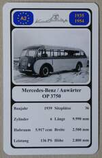 (278'420) - Quartett-Spielkarte mit Mercedes-Benz / Auw�rter OP 3750 von 1939 am 3.