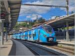 Der SNCF Coradia Polyvalent régional tricourant Z 31539M als TER 884517 nach Evian-les-Bains im Bahnhof von Bellegarde-sur-Valserine.

26. August 2024