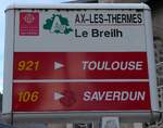 (267'344) - ARIEGE PYRENEES-Haltestellenschild - Ax-les-Thermes, Breilh - am 20.