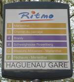 (204'118) - Ritmo-Haltestellenschild - Haguenau, Gare - am 26.