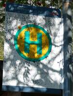 (280'526) - DIETRICH-TOURISTIK/DB/�BB-POSTBUS-Haltestellenschild - Leutasch, Kirche - am 18.