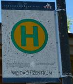 (280'602) - DIETRICH-TOURISTIK/DB/�BB-POSTBUS-Haltestellenschild - Leutasch, Weidach Zentrum - am 20.