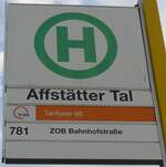 (183'875) - VVS-Haltestellenschild - Herrenberg, Affst�tter Tal - am 23.