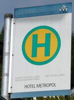 (280'429) - DIETRICH TOURISTIK/DB/�BB-POSTBUS-Haltestellenschild - Seefeld, Hotel Metropol - am 16.