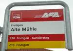 (130'994) - AFA/PostAuto-Haltestellenschild - Frutigen, Alte M�hle - am 15.