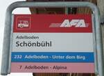 (131'130) - AFA-Haltestellenschild - Adelboden, Sch�nb�hl - am 28.