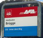 (132'134) - AFA-Haltestellenschild - Adelboden, Br�gge - am 8.